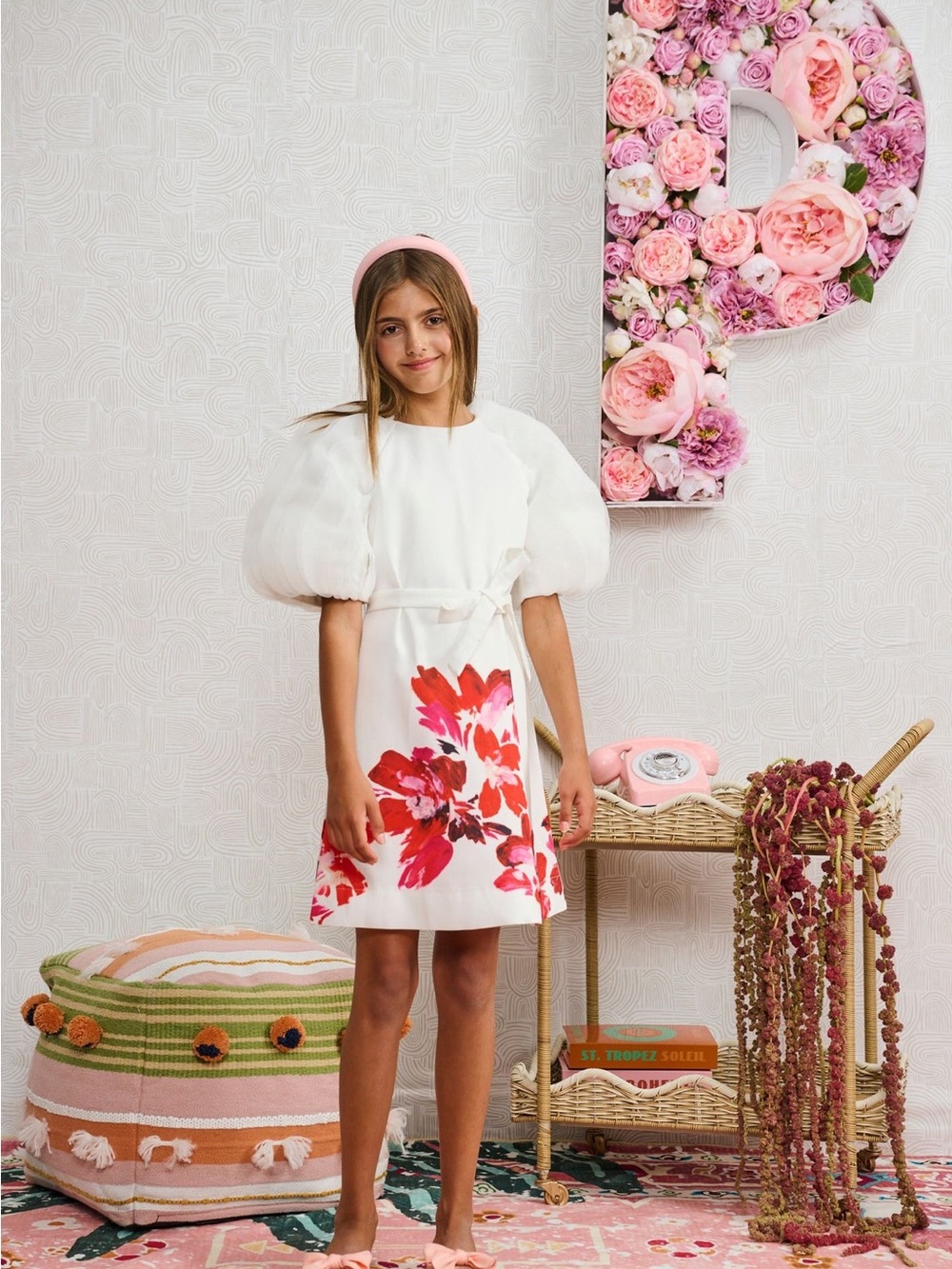 Porter White Organza Puff Sleeve Dress
